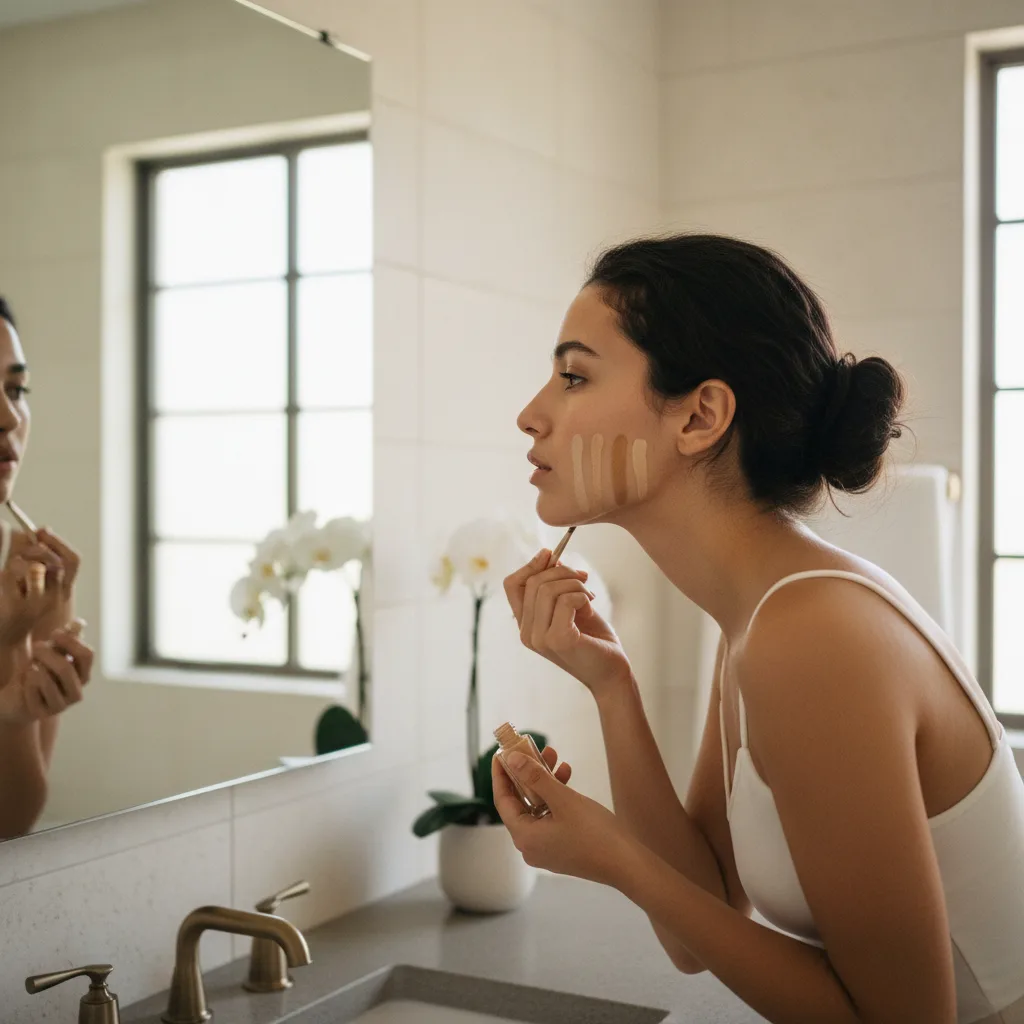 Tester le fond de teint sur la mâchoire, en lumière naturelle, reste la méthode la plus fiable.