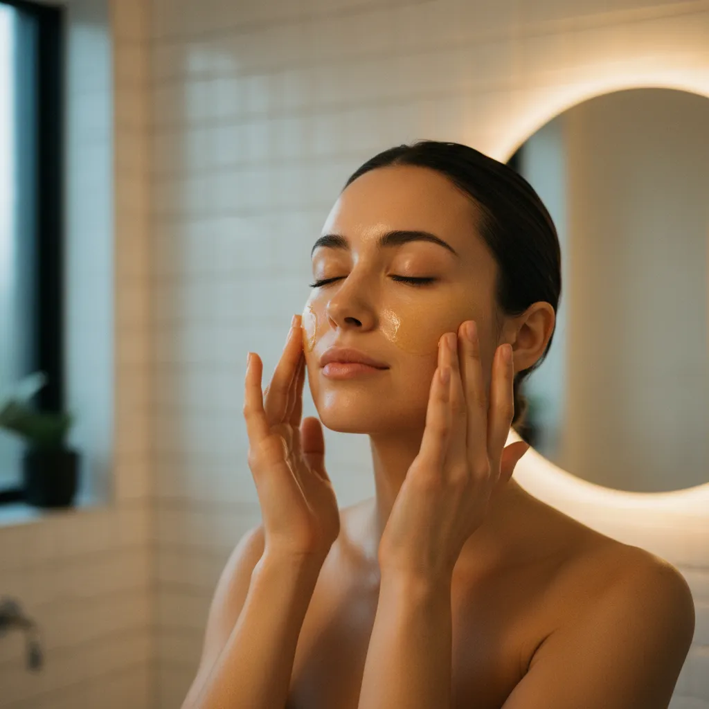 Le massage à l'huile démaquillante en mouvements circulaires pendant 60 à 90 secondes