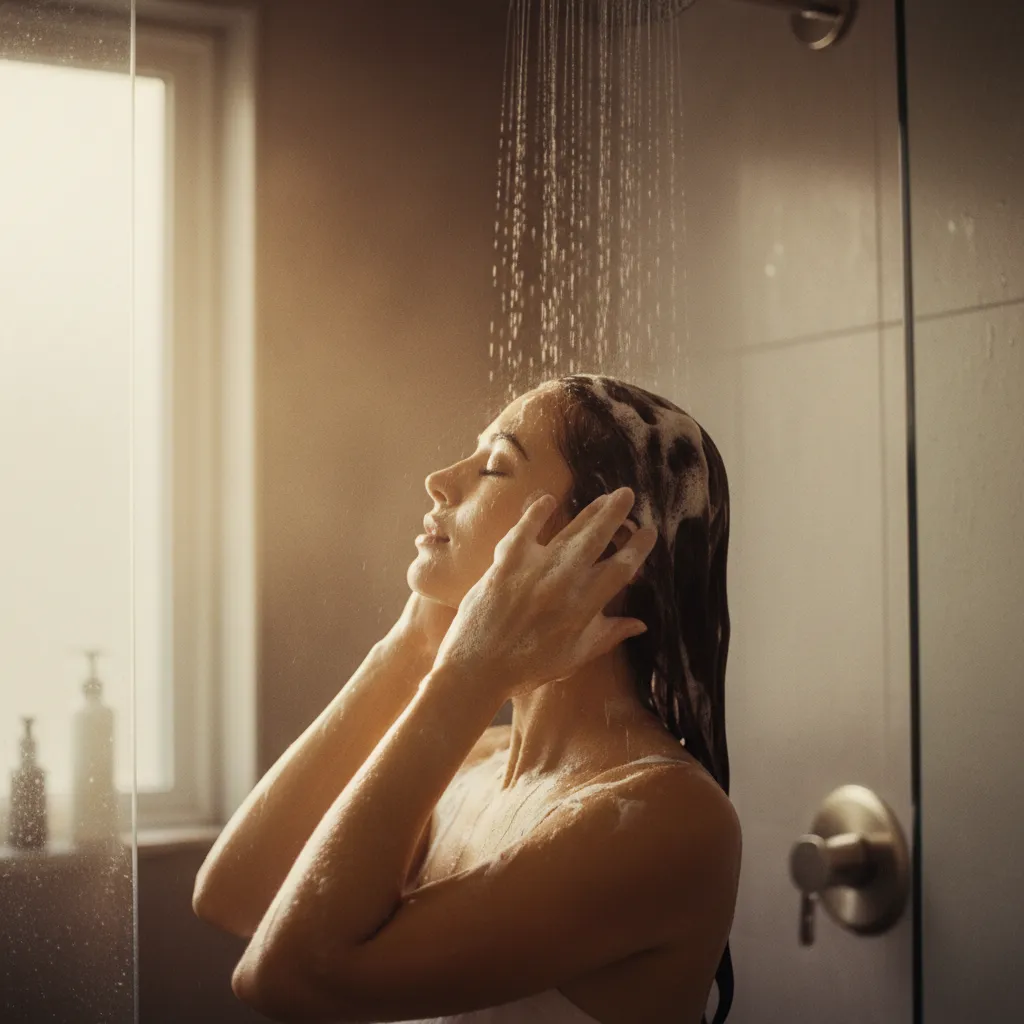 Masser le shampoing anti pellicule du bout des doigts pendant 3 à 5 minutes optimise l'action des actifs