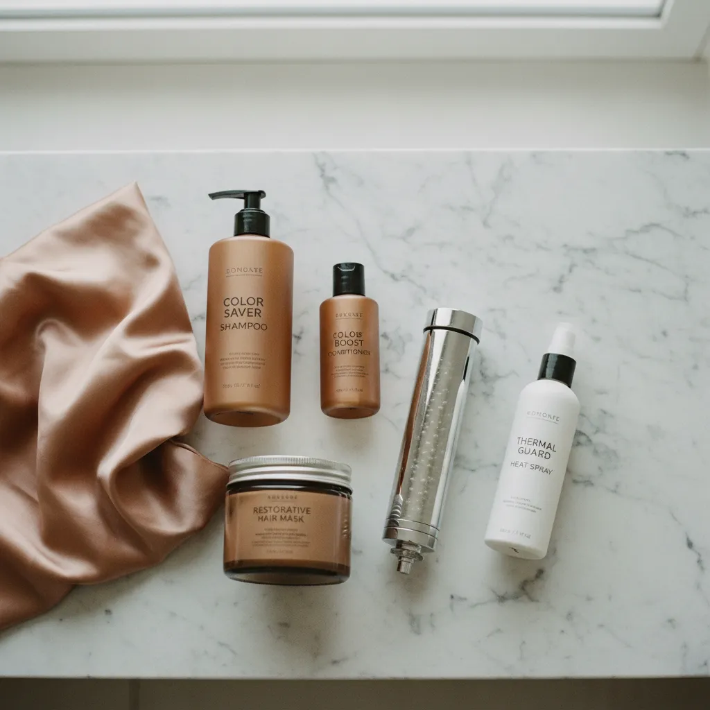 Une routine complète associe shampoing colorant, masque nourrissant et accessoires protecteurs