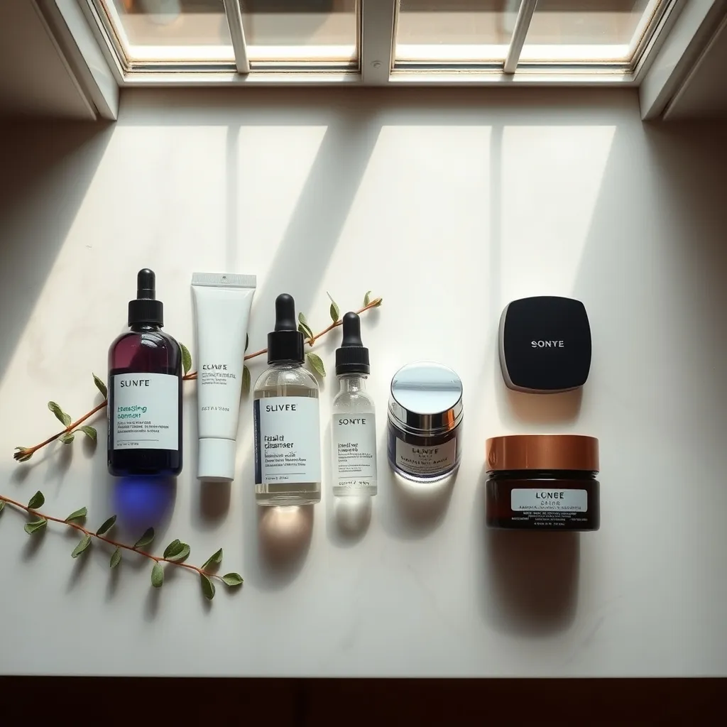 Les 7 produits essentiels d'une routine nocturne disposés dans l'ordre d'application