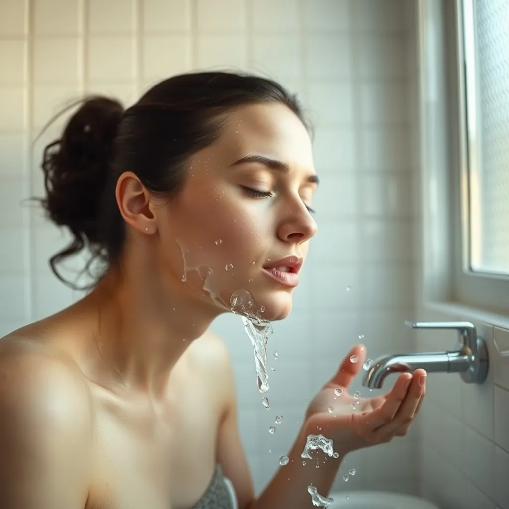 Le rinçage à l'eau froide de la méthode 4-2-4 pour resserrer les pores