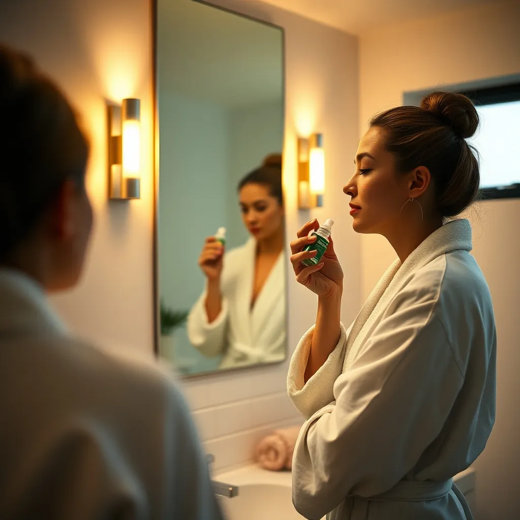 Application d'un sérum exfoliant lors de la première nuit du cycle