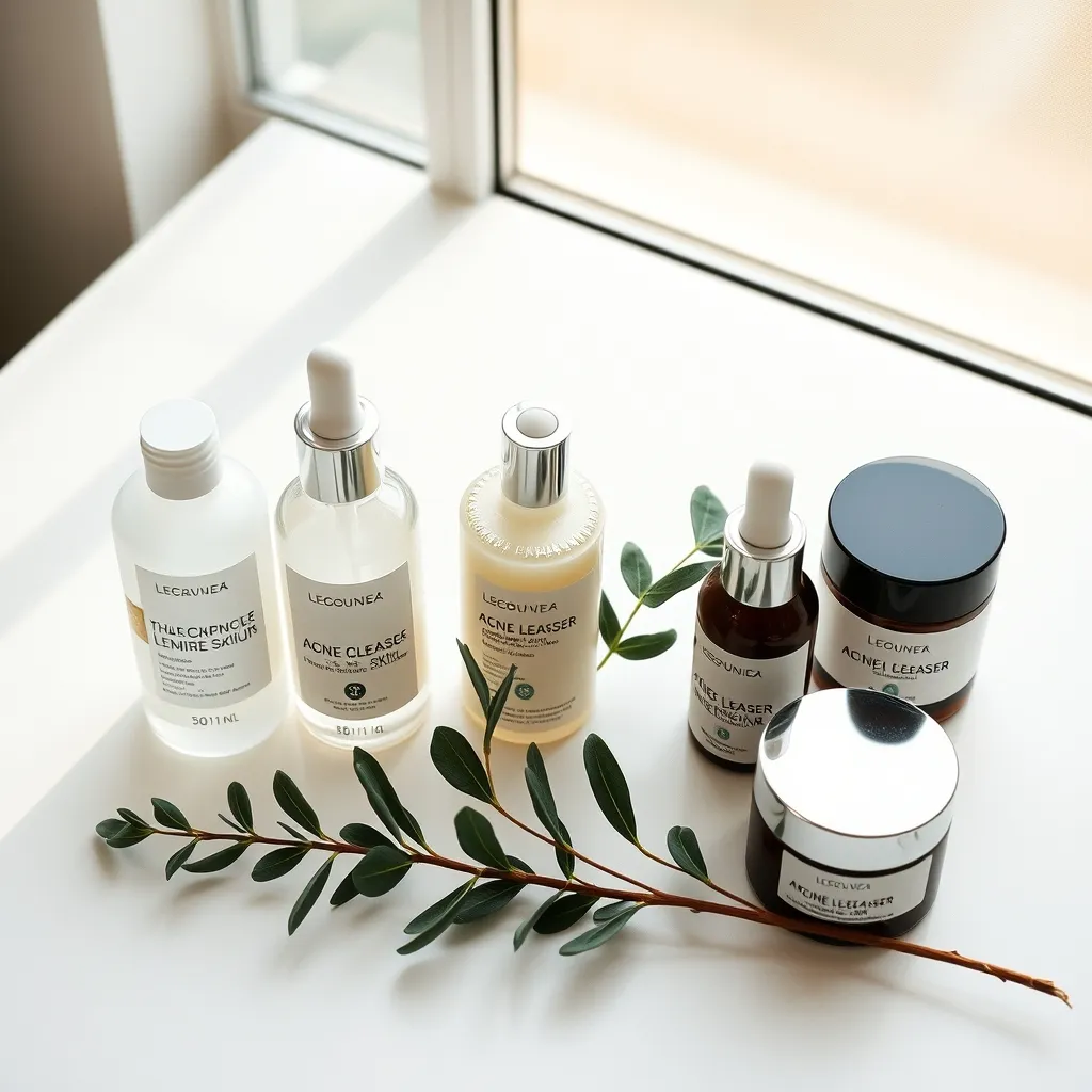Les indispensables d'une routine anti-boutons : nettoyant doux, sérum et hydratant non comédogène