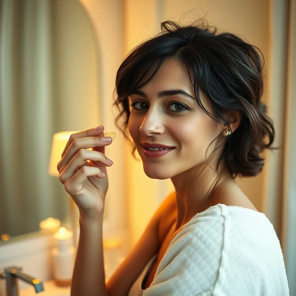 Application d'un sérum à la niacinamide avant le rétinol lors de la routine du soir