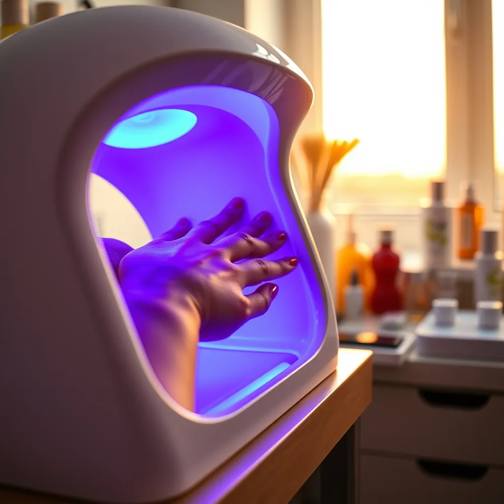 Catalysation du vernis semi-permanent sous lampe LED professionnelle